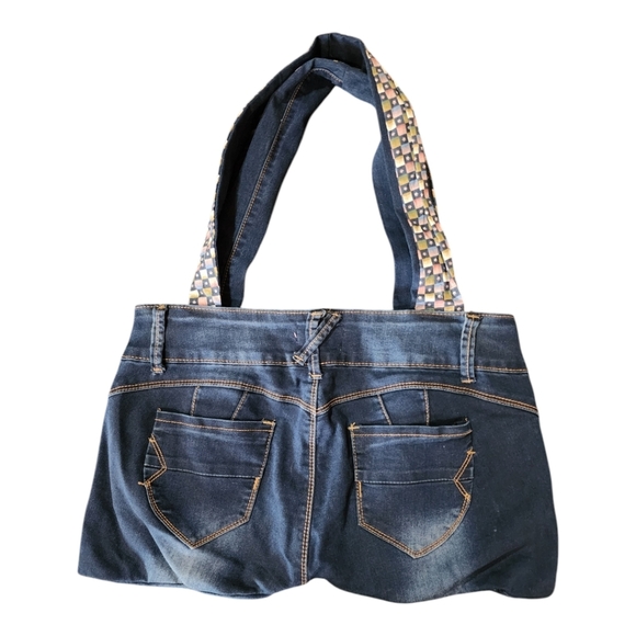 Hailey Made with Love Upcycled Denim Tote Bag - Eco-Friendly Handmade Purse - Picture 2 of 9